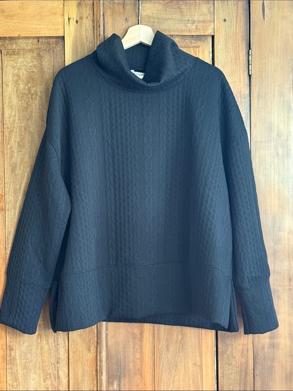 Women’s Large Nanette Lepore Black Cable Turtleneck Sweatshirt